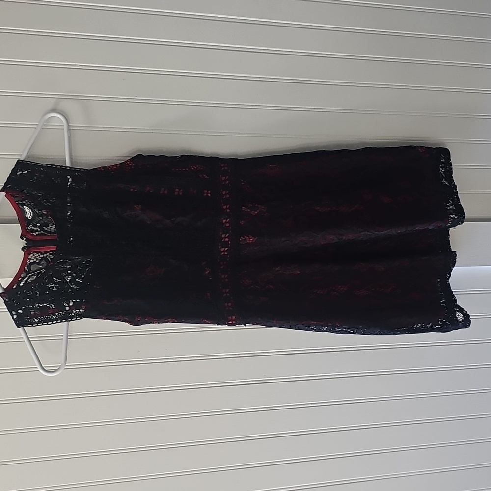 Elegant Black and Red Coco Lace Dress